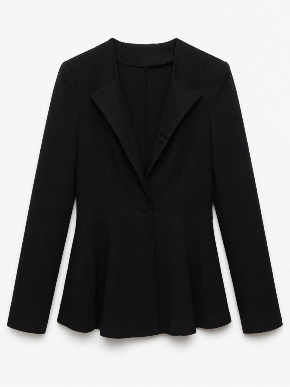 Tailored Black Peplum Blazer - Women's Jacket - Picture 2 of 3